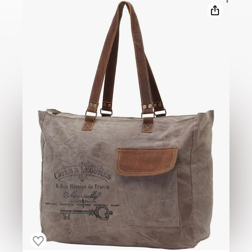 Myra Bag Brown and Tan Canvas Travel Tote